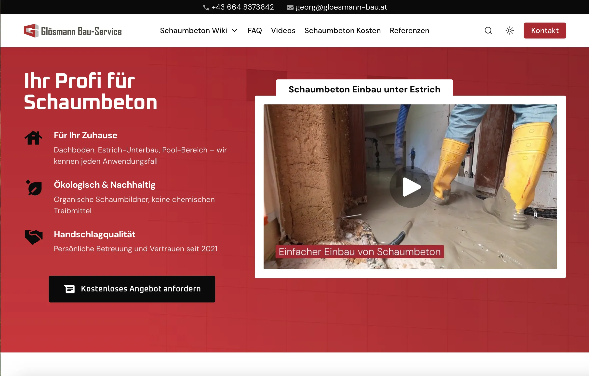 Glösmann Bau-Service Website auf Desktop